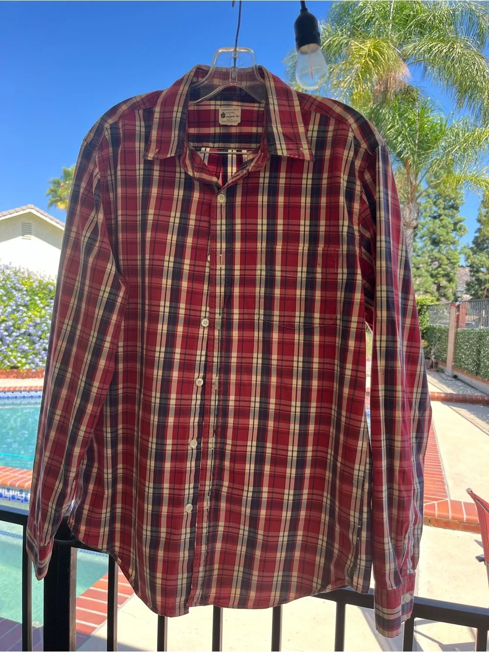 J.Crew Sunwashed Oxford Plaid Shirt Men’s M